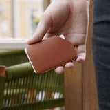 Thin Flat wallet from full grain Italian leather on the hand