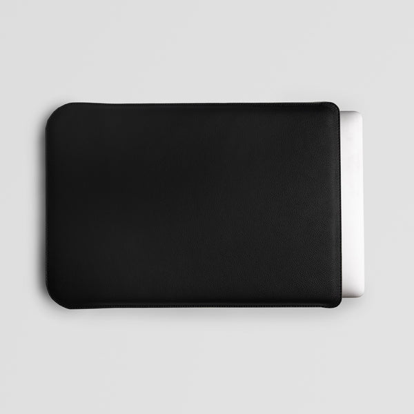Black Leather MacBook Sleeve - Front