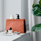 Minimalist Dopp Kit. Toiletry Bag with Strong Magnetic Closure. Brown Color.