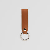 Brown leather keyring front side