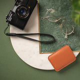 camera wrist strap from black leather