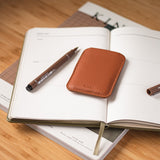 Compact card holder wallet in brown leather