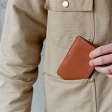 Compact zip leather wallet in brown color