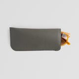 Grey Leather Eyewear Sleeve - Front