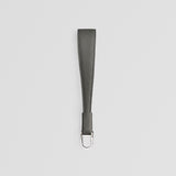 Grey leather long keyring front side