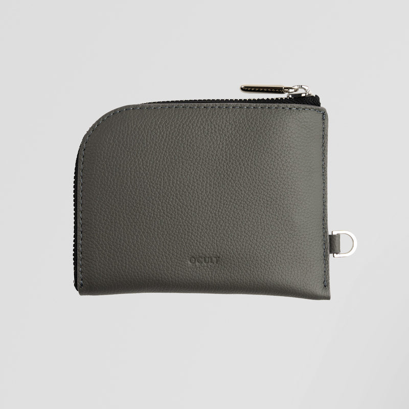 Grey Leather Zip Wallet - Back