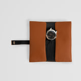 Watch roll case opened - with watch - brown color