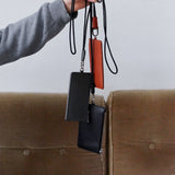 minimalist leather zip wallets on chain for men and women
