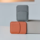 Compact leather card holder wallet grey and brown