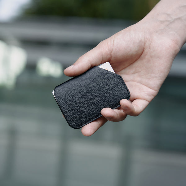 Black Card Holder slider wallet in daily use 