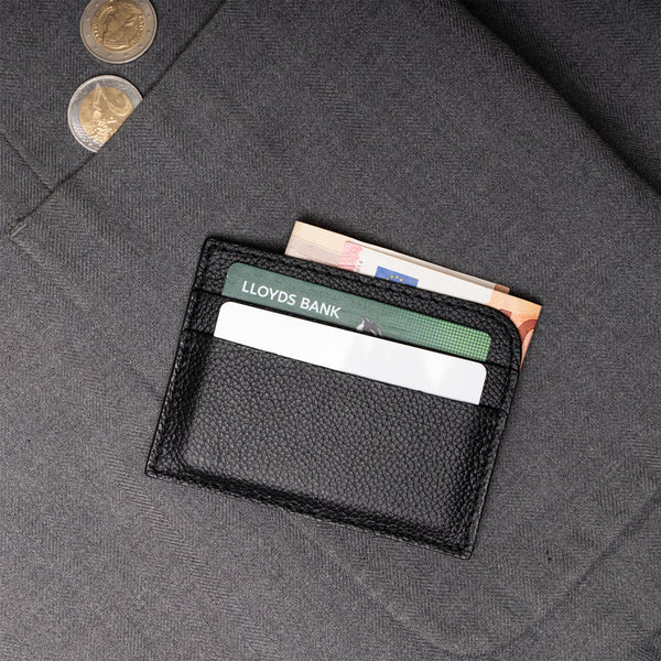 Full Grain leather card holder in black 