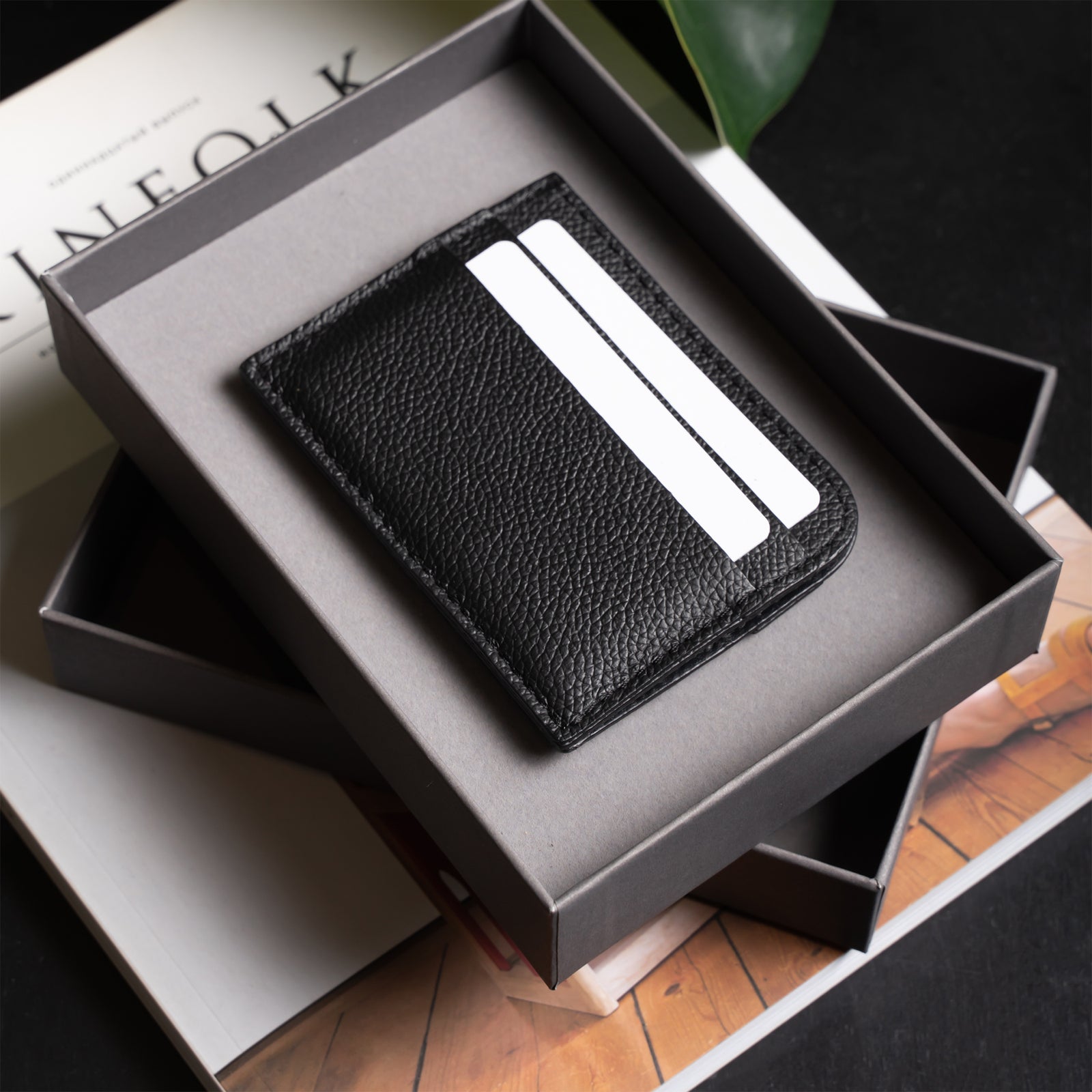 Horizontal Leather Card Wallet Organizer (Black) – OCULT