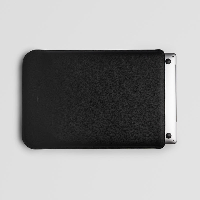 Black Leather MacBook Sleeve - Back