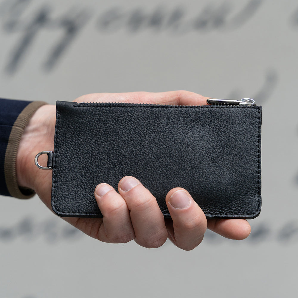 Compact Leather Zip Pouch Wallet in Black Color – OCULT Compact Leather Zip Pouch Wallet in Black Color – OCULT