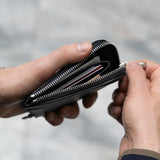 Black Leather Zip Wallet - Open