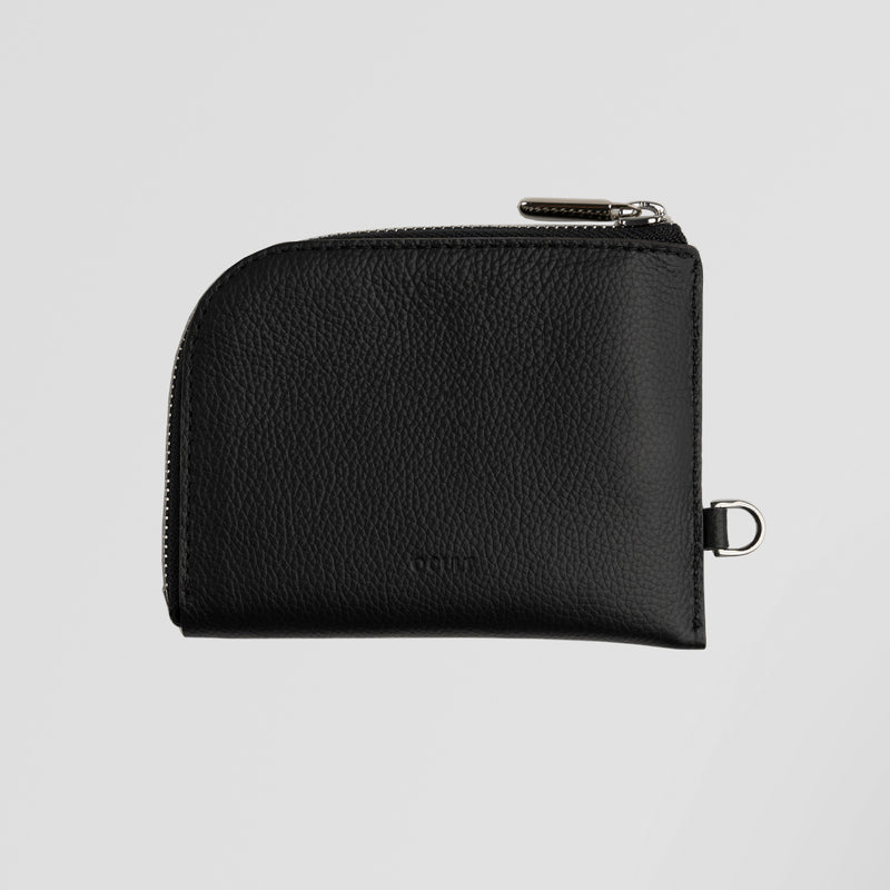 Black Leather Zip Wallet - Back