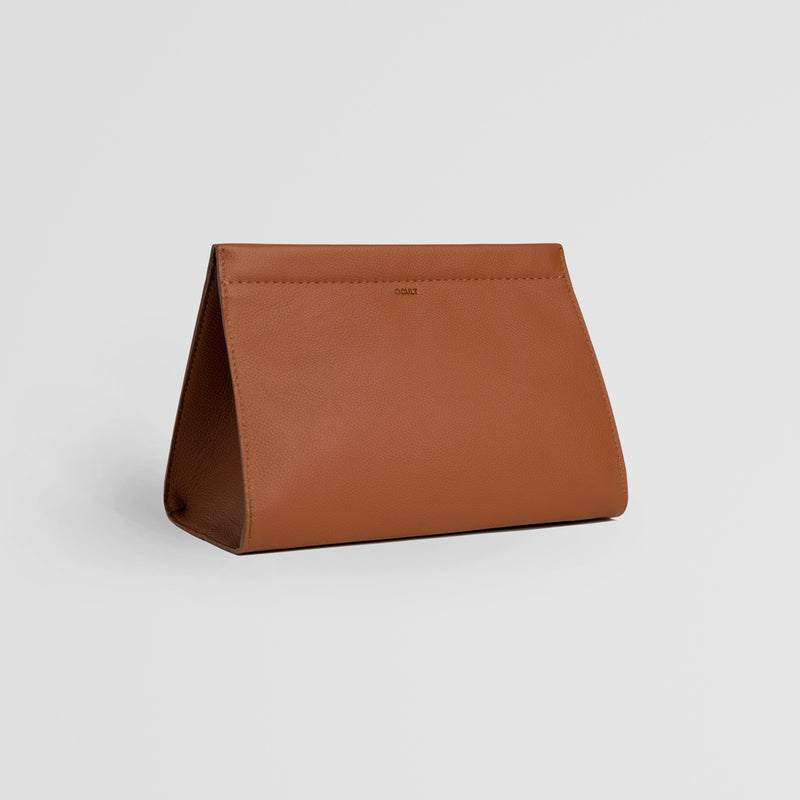 Minimalist Dopp Kit. Toiletry Bag with Strong Magnetic Closure. Brown Color.