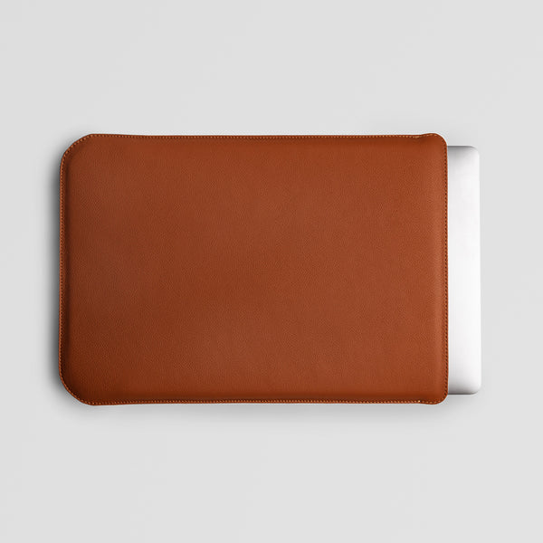 Brown Leather MacBook Sleeve - Front