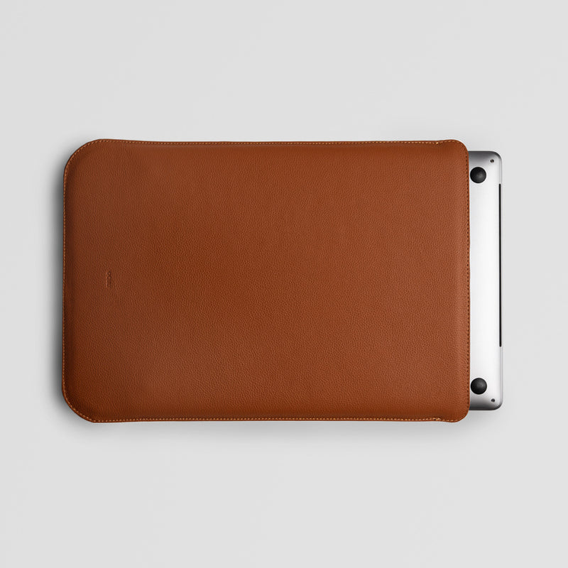 Brown Leather MacBook Sleeve - Back