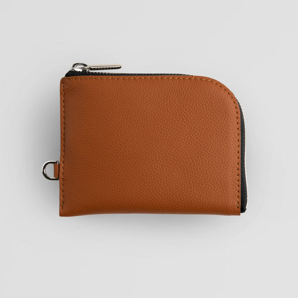 Brown Leather Zip Wallet - Front