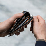 Brown Leather Zip Wallet - Open
