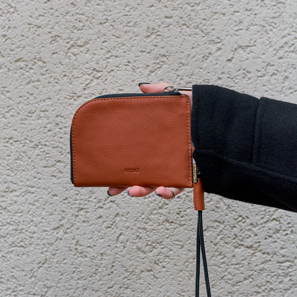 Modern & Functional Leather Zip Wallet in Brown Color – OCULT