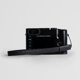 Black leather camera wrist strap