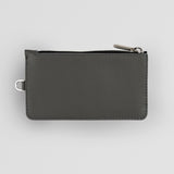 Grey Leather Zip Pouch Wallet - Front