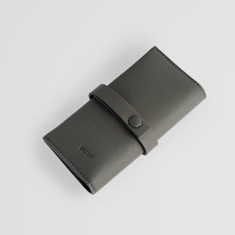 leather watch roll case back side - grey color