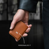 Personalize your leather card holder wallet brown
