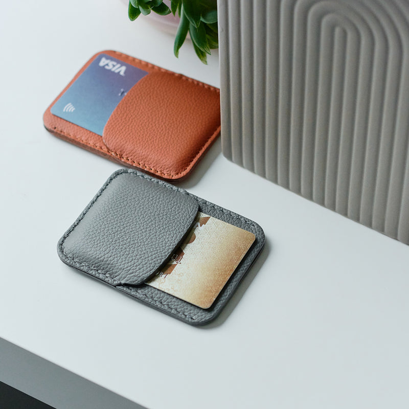 Slim card holder wallet grey and brown